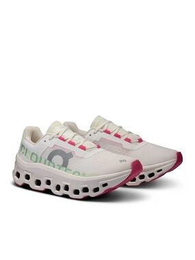 On Running Women’s White Running Shoes with Pink Accents